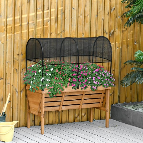 Outsunny Wood Raised Garden Bed with Sunshade Canopy, Planting Box, Outdoor  Vegetable Flower Container, Orange and Black - Bed Bath & Beyond - 35467556