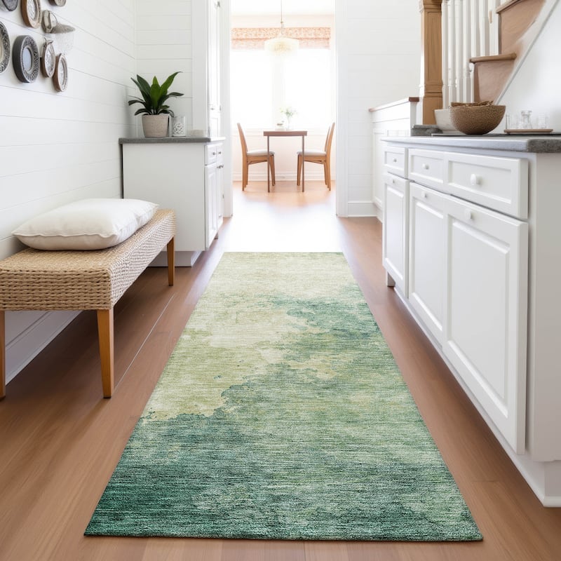 Premium Washable Super Soft Chic Modern Mayfield Rug - Green - 2'3" x 7'6"