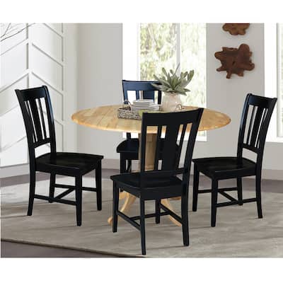 42 in. Dual Drop Leaf Table with 4 Splat Back Dining Chairs - 5 Piece Dining Set