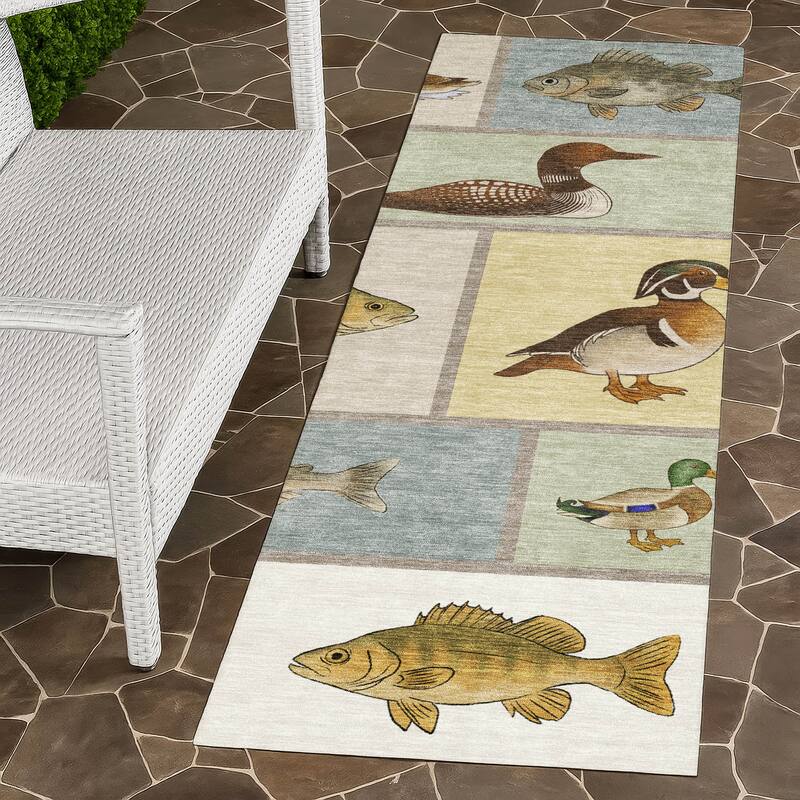 Machine Washable Indoor/ Outdoor Cabin Lodge Chantille Rug - Ivory - 2'3" x 7'6"