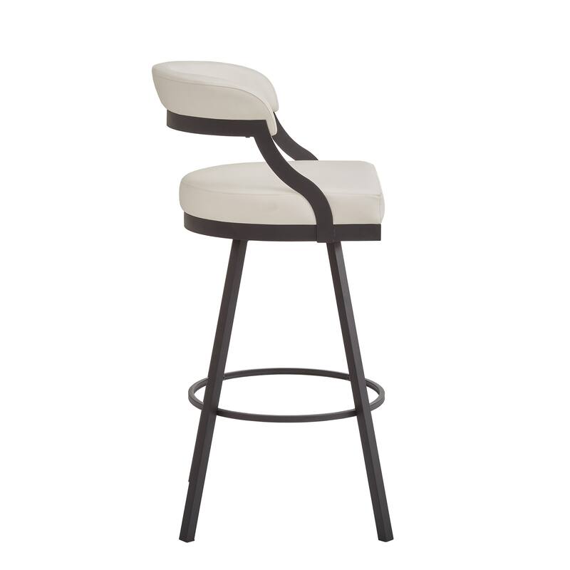 Bacalar Black Finish Metal Vegan Leather Swivel Chair (Set of 2) by iNSPIRE Q Modern
