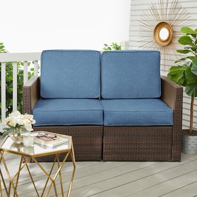 Blue Deep Seating Cushion Loveseat Set (Set of 4)