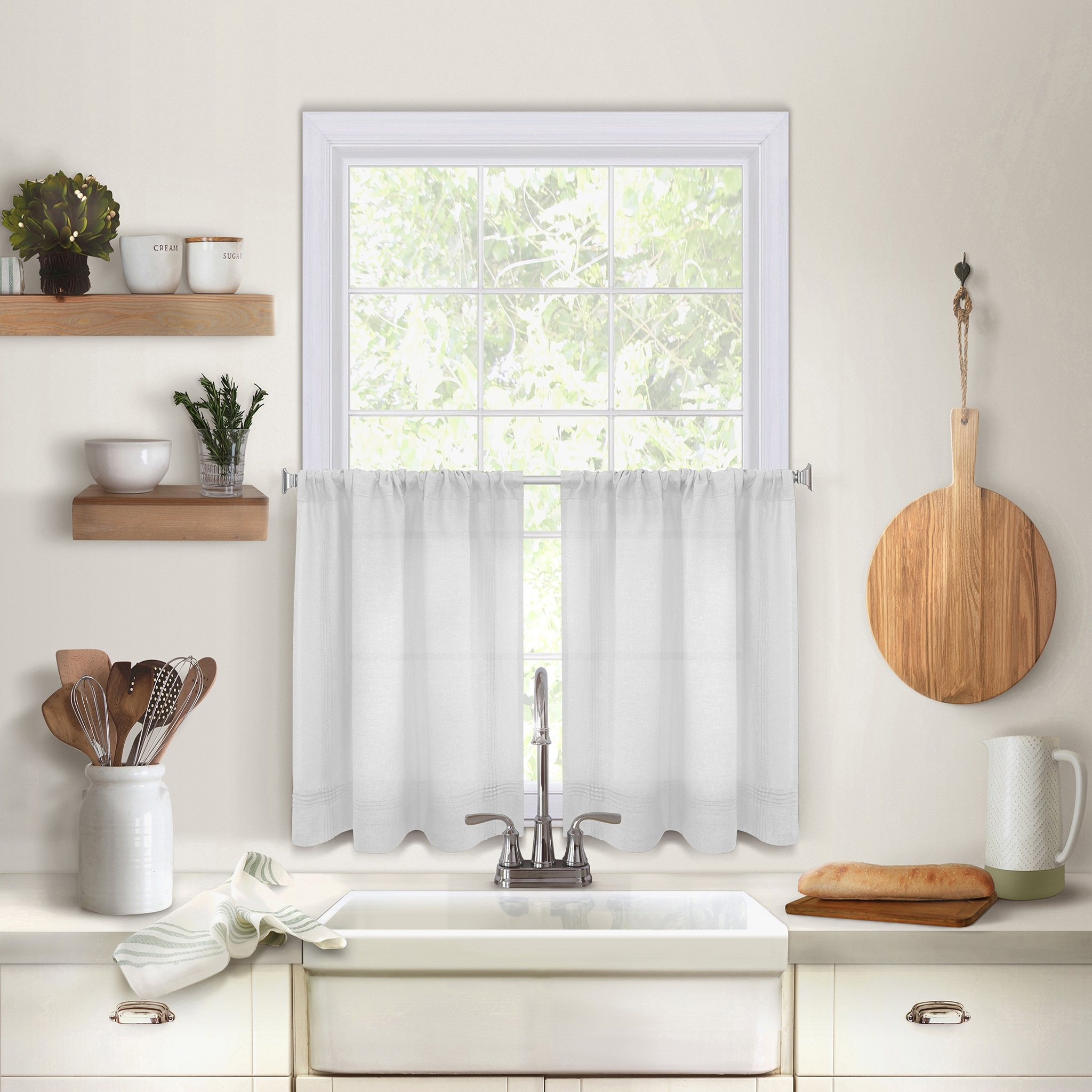 Maison Pintuck Kitchen Window Tiers, Set of 2