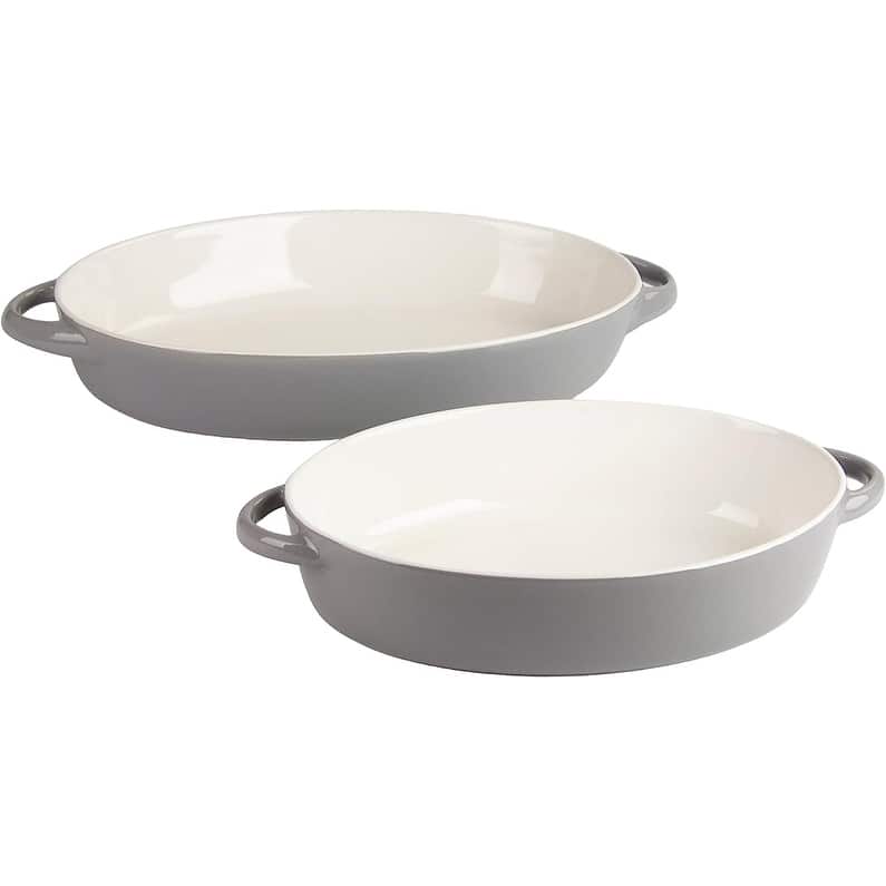 10 Strawberry Street Sienna Oval 13" and 10.5" Bakeware Set - Grey