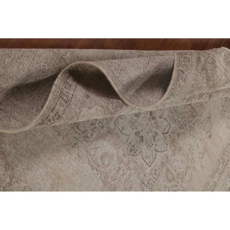 Distressed Tabriz Persian Antique Area Rug Handmade Wool Carpet - 6'8"x 9'2"