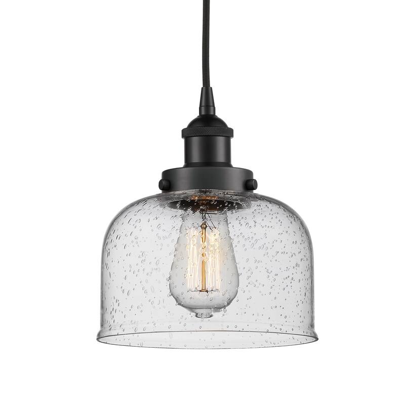 Innovations Lighting 616-1PH-10-8 Bell Pendant Bell 8" Wide Mini - Matte Black / Seedy