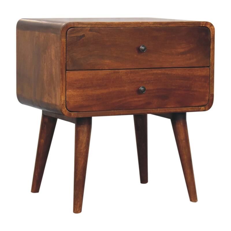 HomeRoots 24" Chestnut Solid Wood Two Drawer Nightstand