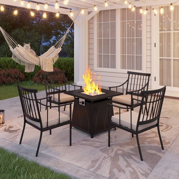 Outdoor dining fire table discount set