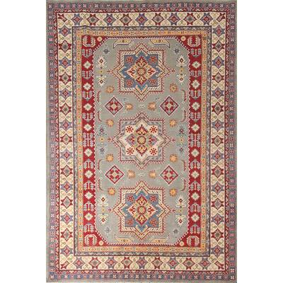 Kazak Area Rug Hand-Knotted Wool Carpet - 6'9" x 9'8"