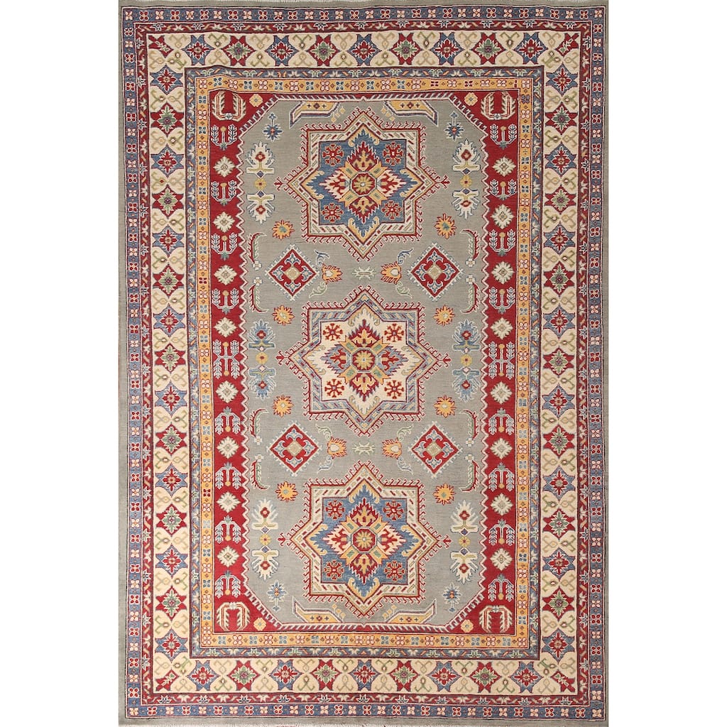 Kazak Area Rug Hand-Knotted Wool Carpet - 6'9" x 9'8"