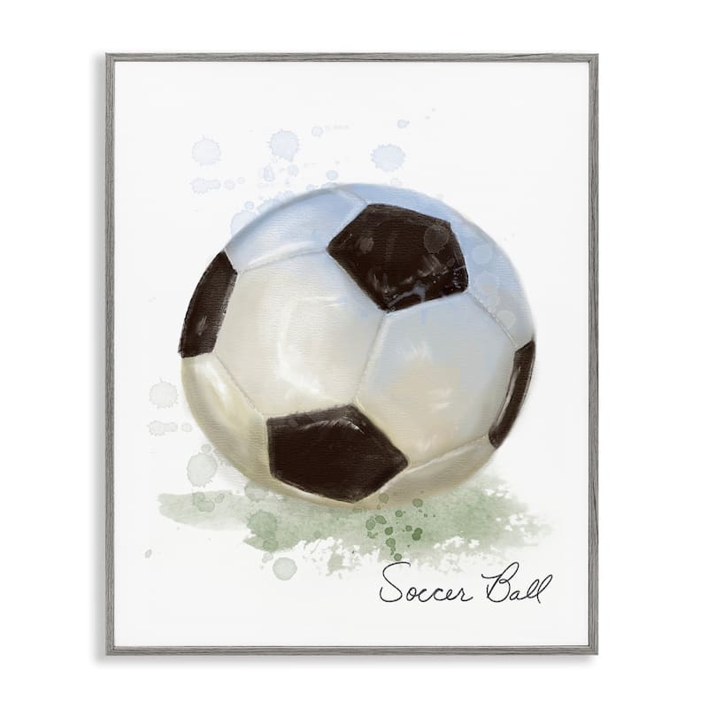 Stupell Soft Pastel Soccer Ball Framed Giclee Art Design By Matthew Piotrowicz - 24 x 30 - Grey