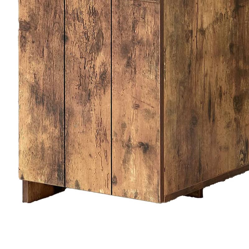 Fior Home Writing Desk, 47 Inch, Distressed Brown Wood, Faux Barn Door