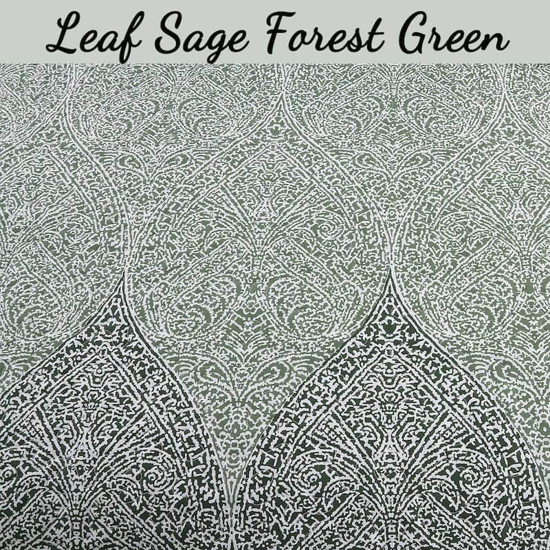 Cozy Line Ombre Leaf Sage Forest Green Medallion Polyester Quilt Bedding Set