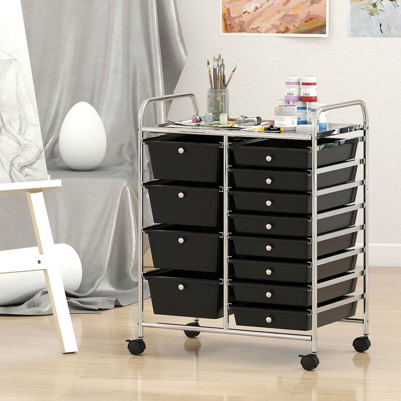 Costway 15 Drawer Rolling Storage Cart Tools Scrapbook Paper Office - See Details