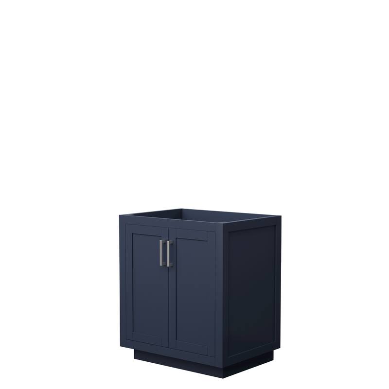 Miranda Single Bathroom Vanity Cabinet, No Mirror - 30-Inch Single - Dark Blue, Brushed Nickel Trim, No Top