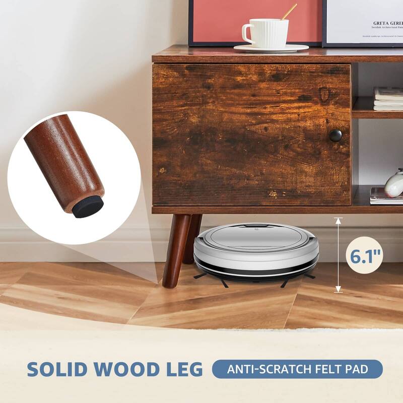 Rossetta Modern Simple Design Panel TV Cabinet with Adjustble Shelf and Table Legs, up to 55 and 60 Inchs