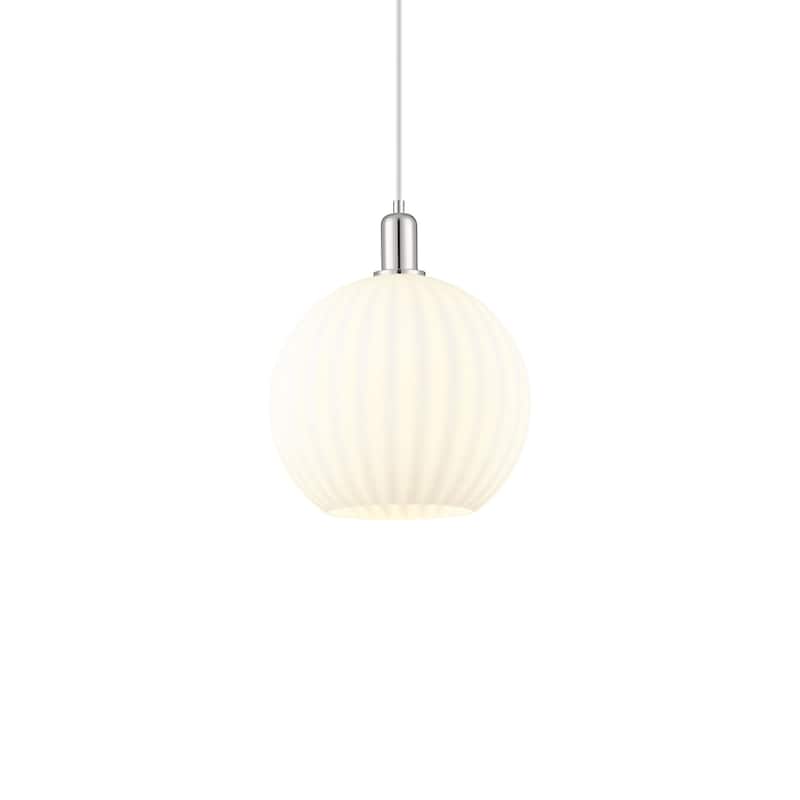 Innovations Lighting 716-1P-15-12 White Venetian Pendant White - Polished Nickel / White Venetian