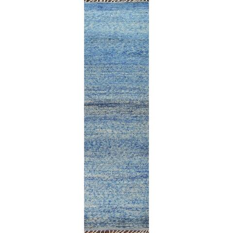 Contemporary Abstract Moroccan Oriental Runner Rug Wool Hand-knotted - 2'11" x 12'6"