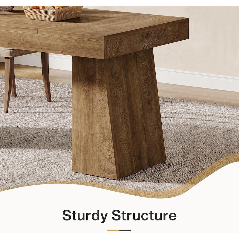 55 Inches Wood Dining Table for 4 to 6, Brown