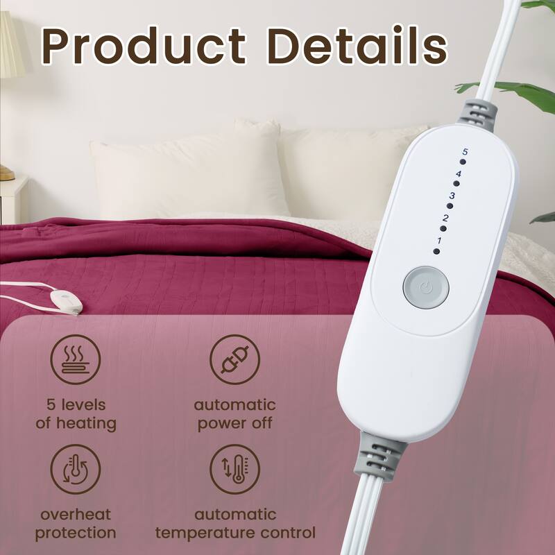 Flannel Electric Heated Blanket With Controller