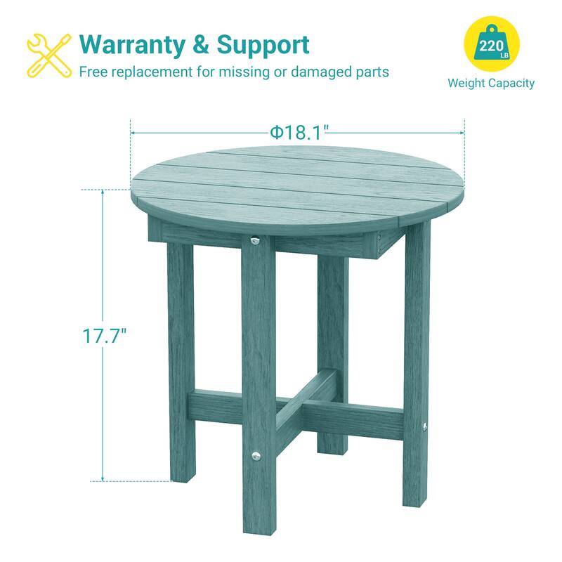 HDPE All-weather Outdoor Side Table, Easy Install Patio Table