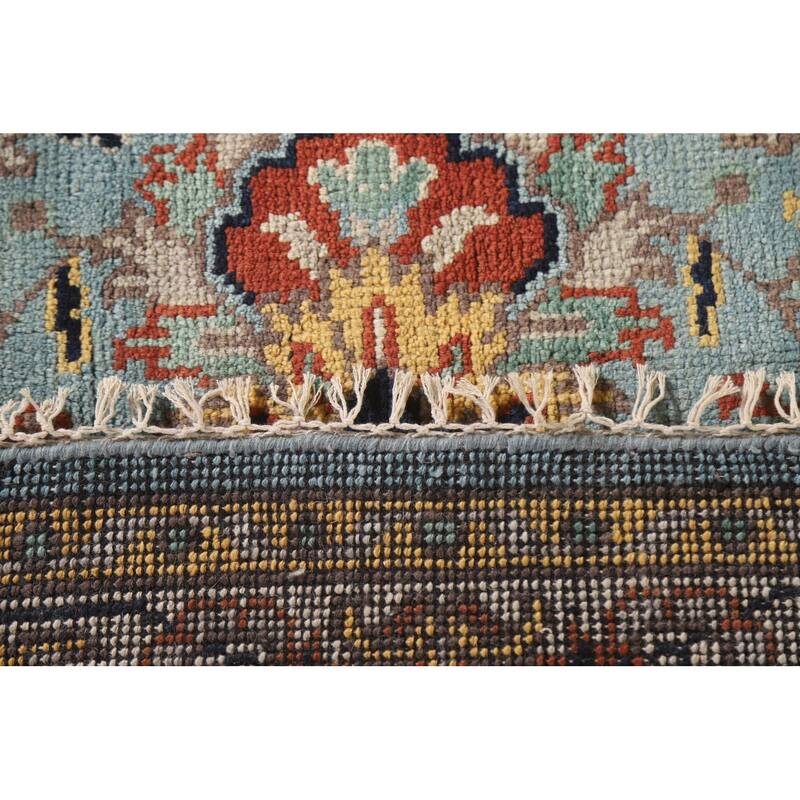 Heriz Serapi Indian Octagon Rug Hand-Knotted Wool Carpet - 6'1"x 5'11"