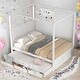 preview thumbnail 19 of 34, Elegant Design Canopy Platform Bed featuring a Twin Size Trundle and Three Storage Drawers,Queen Size White