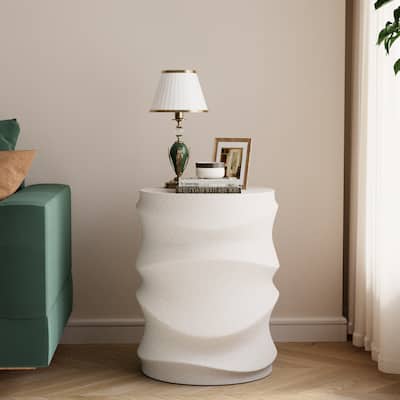 COSIEST Outdoor Wave-Patterned Column Side Table