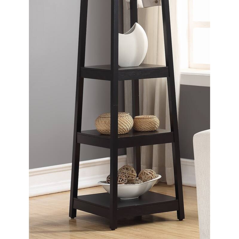 Coat Rack w/ 3-Tier Storage Shelves,17.5'' x 17.5'' x 72''H