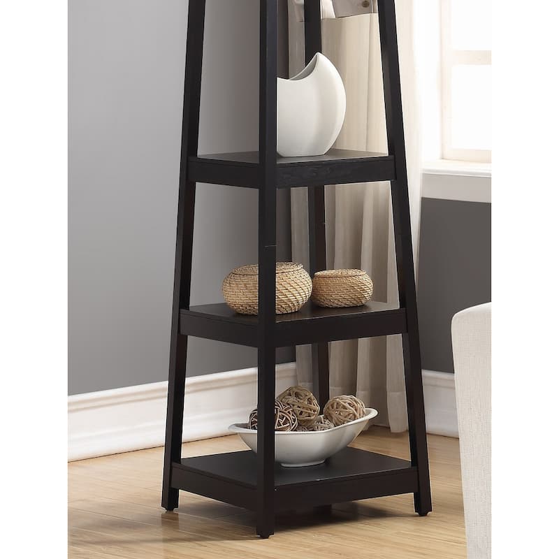 Wooden Coat Rack w/ 3-Tier Storage Shelves