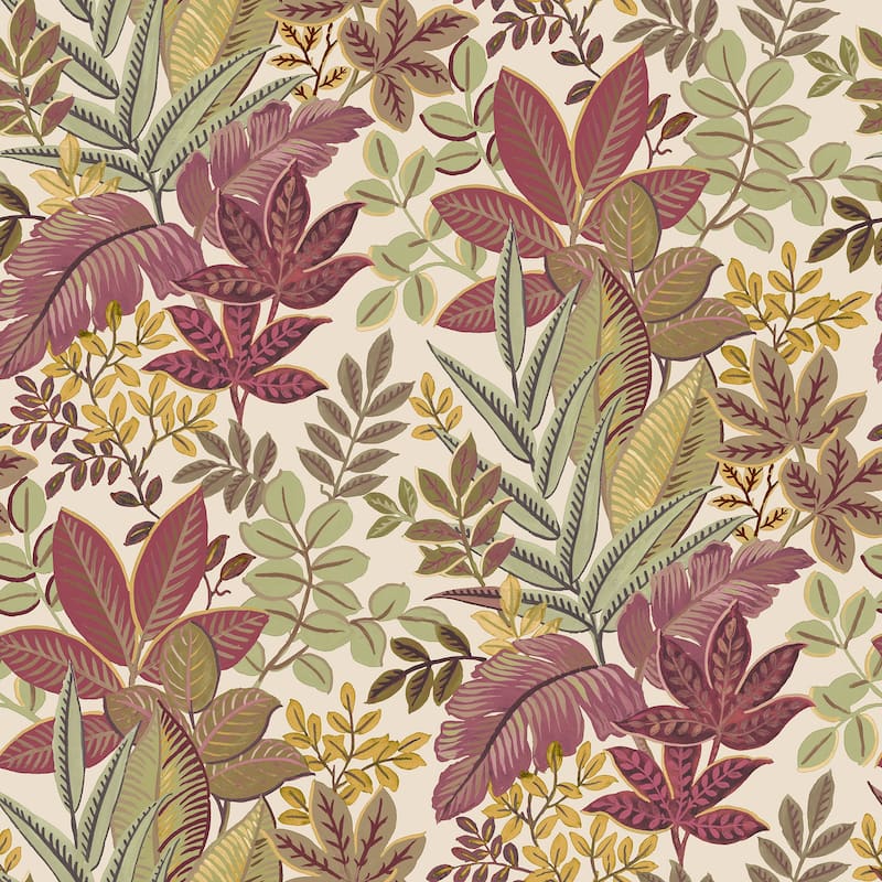 Galerie Wallcoverings Into The Wild Leaf Foliage Non-woven Metallic Wallpaper Roll