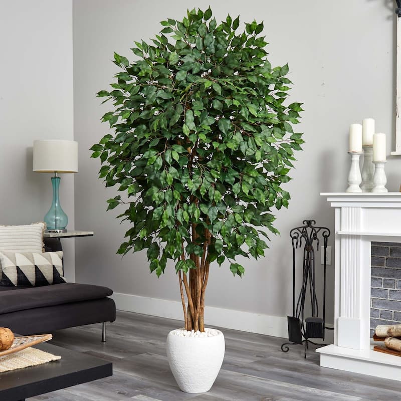6Ft Artificial Tree with Planter - Indoor Greenery Decor, 72 Inch Tall Faux Plant for Home Living Room Bedroom - 6ft.