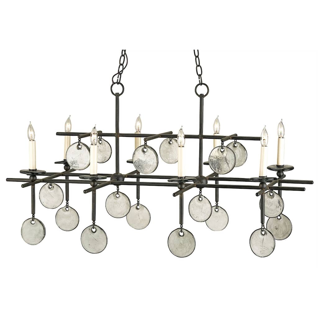 Currey & Company Sethos Black Rectangular Chandelier - 23"h x 42"w x 30"d