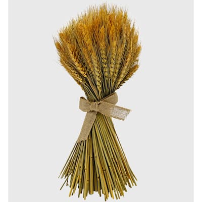 Preserved Decorative Wheat Standing Topiary Plant - Gold - 16 inches