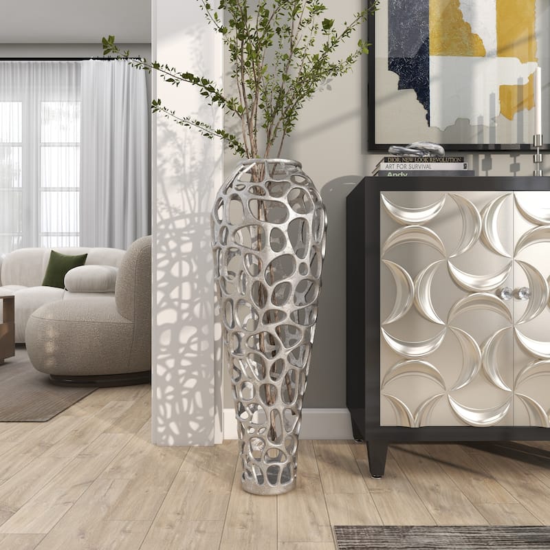 Gold Aluminum Metal Cutout Coral Decorative Vase