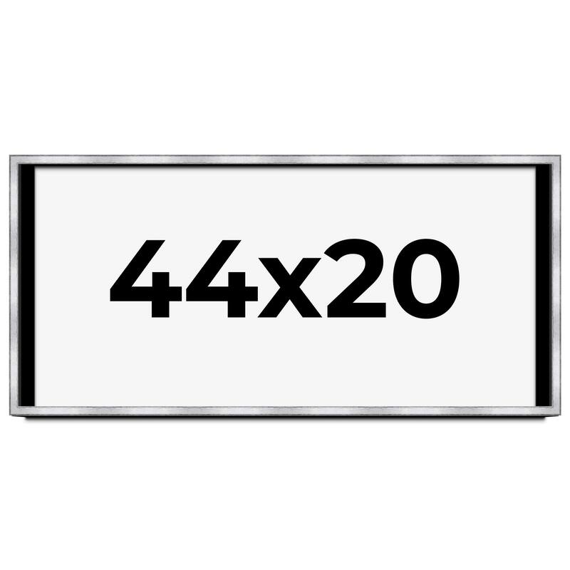 44x20 Shadow Box Frame Silver | 1.375 Inches Deep Real Wood