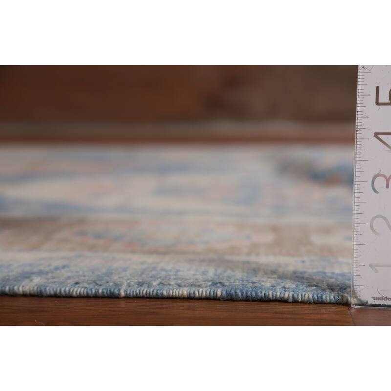Hand Knotted Oriental 100% Wool Carpet Transitional Geometric Navy Blue & Blues Oushak Area Rug - 11' 0'' X 8' 4''