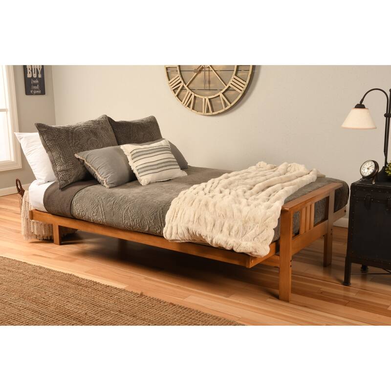 Butternut Finish Hardwood Queen-size Futon Set with Suede Mattress