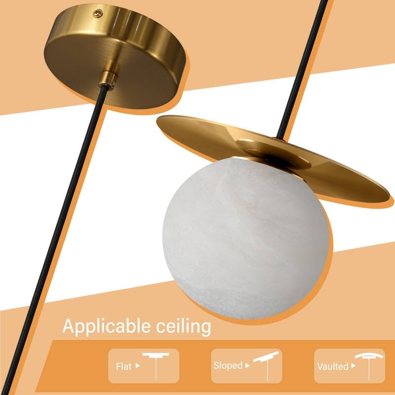 KAYLA Alabaster Pendant Light - Nordic Modern Brass Hanging Lamp