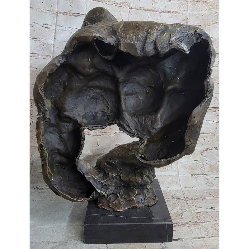 Bodybuilder Muscle Man Muscular Male Torso Abstract Bronze Statue Sculpture Trophy