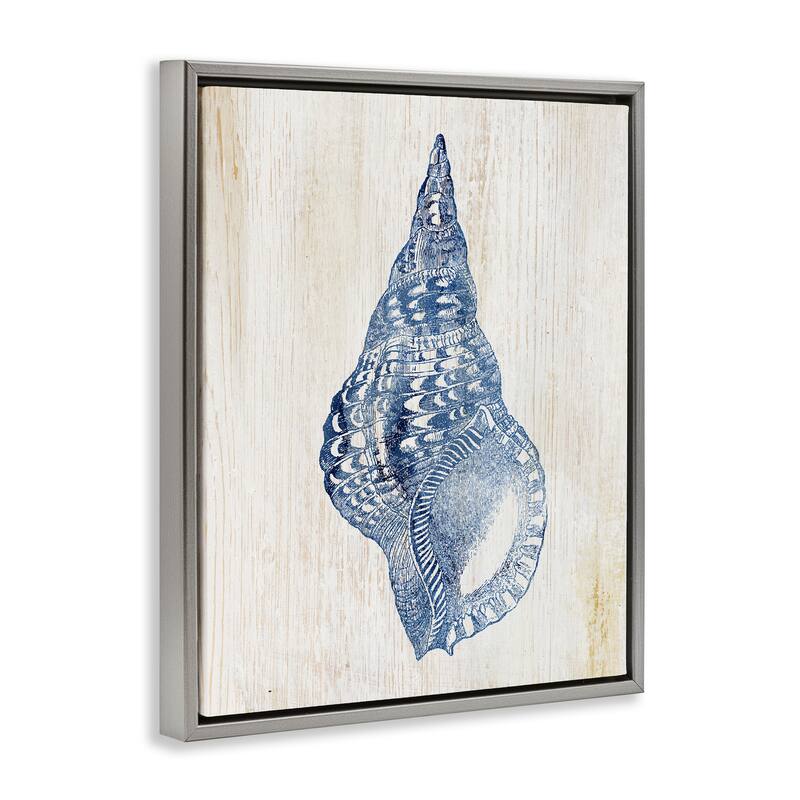 Stupell Tranquil Blue Shell Framed Floater Canvas Wall Art Design By Susan Arnot