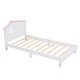 preview thumbnail 4 of 7, Twin Size Wood Platform Bed with House-shaped Headboard  (White+Pink)