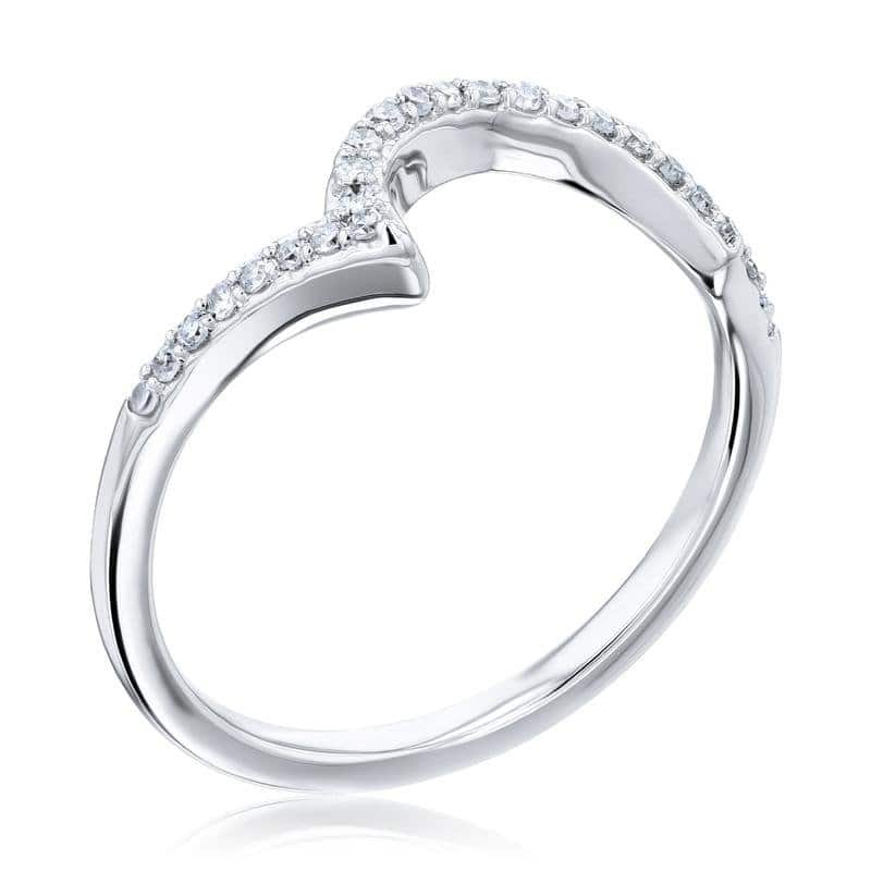 Kobelli 1/10 Carat Natural Diamond 10k Solid White Gold River Wedding Ring
