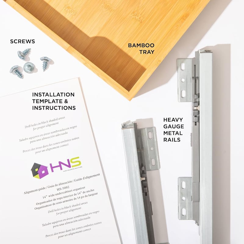 Hold N' Storage Bamboo Wooden Pull out Cabinet Organizer - Requires At Least a 21"D Cabinet Opening