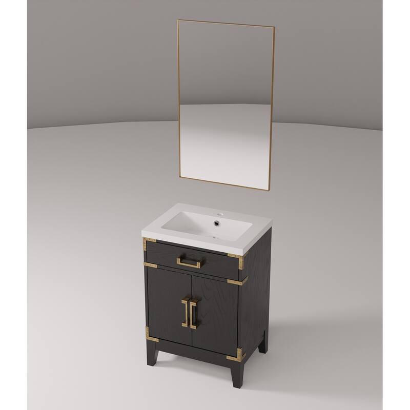 Acrylic Top Bathroom Vanity Set with Soft-Close Doors, Spacious Interior Cabinet & 18" x 24" Mirror Included