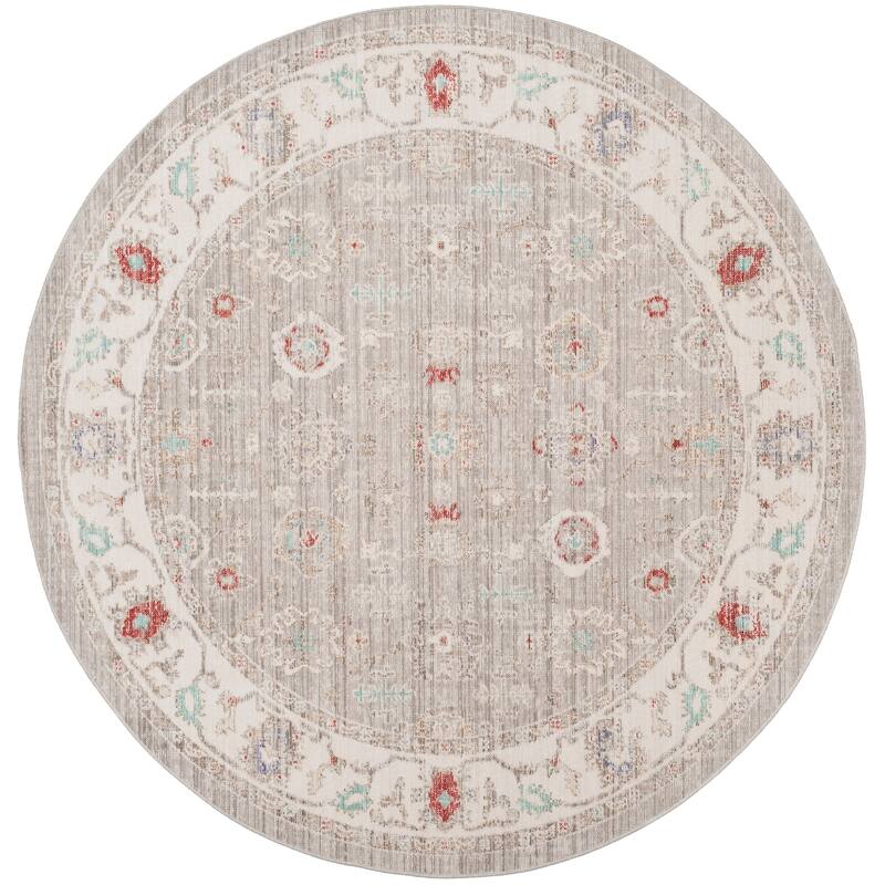 SAFAVIEH Windsor Arberie Shabby Chic Oriental Polyester Rug - 6' Round - Seafoam/Blue