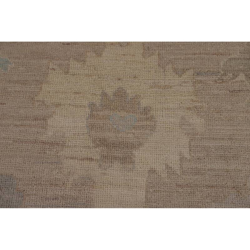 Transitional Beige Oushak Turkish Area Rug Hand-Knotted Wool Carpet - 8'11"x 11'10"