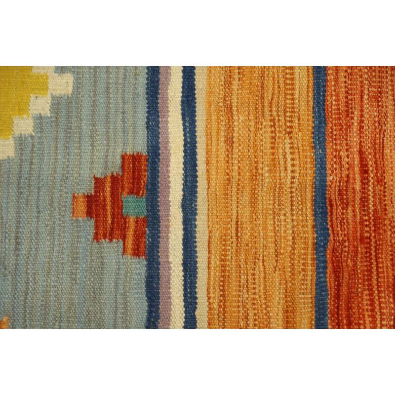 Hand Woven Oriental 100% Wool Carpet Southwestern Tribal Multi-Colored Kilim Runner Rug - 11' 2'' X 2' 9''