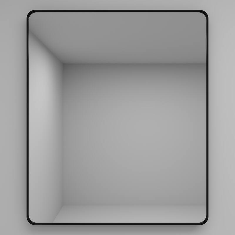 30 x 36 Inch Black Metal Framed Rectangular Tempered Bathroom Mirror for Wall