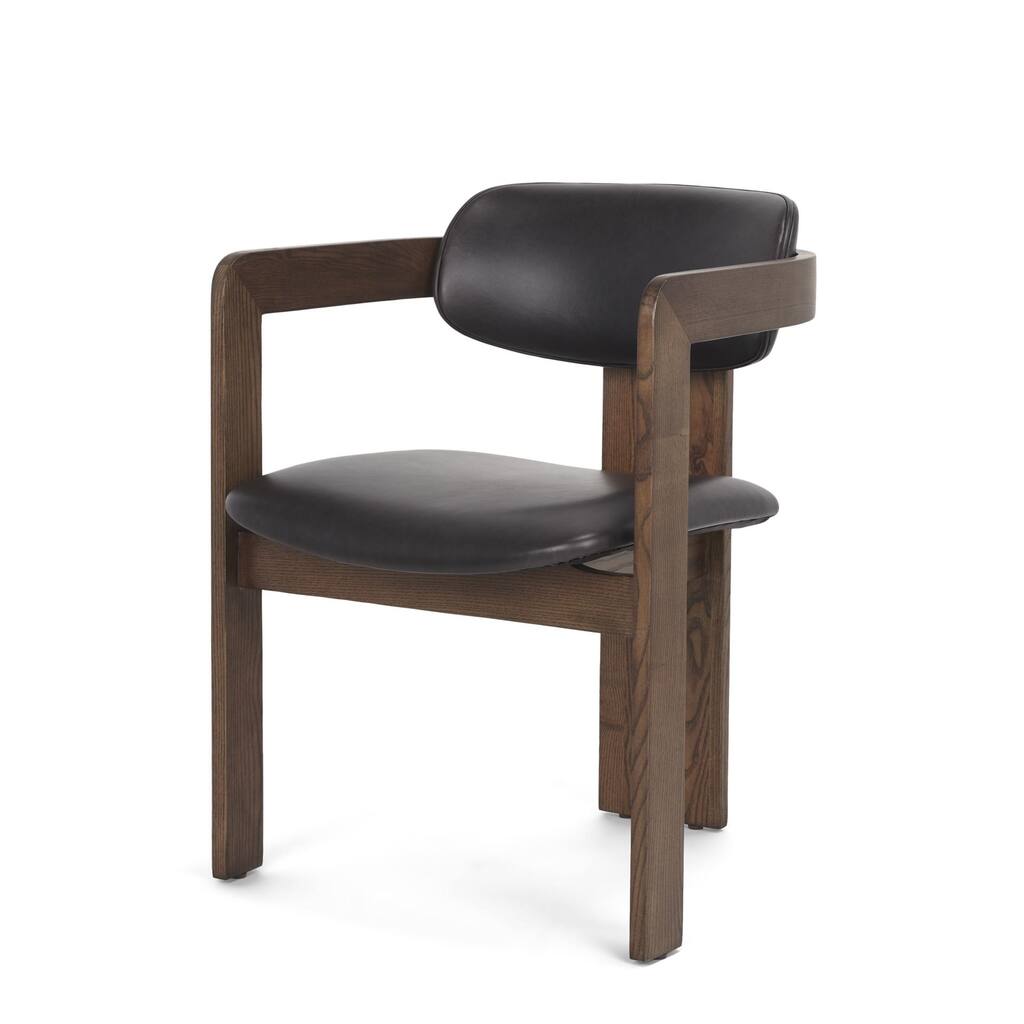 Shiro Medium Brown w/ Espresso Brown Leather Dining Chair - 22.8L x 24.0W x 31.1H